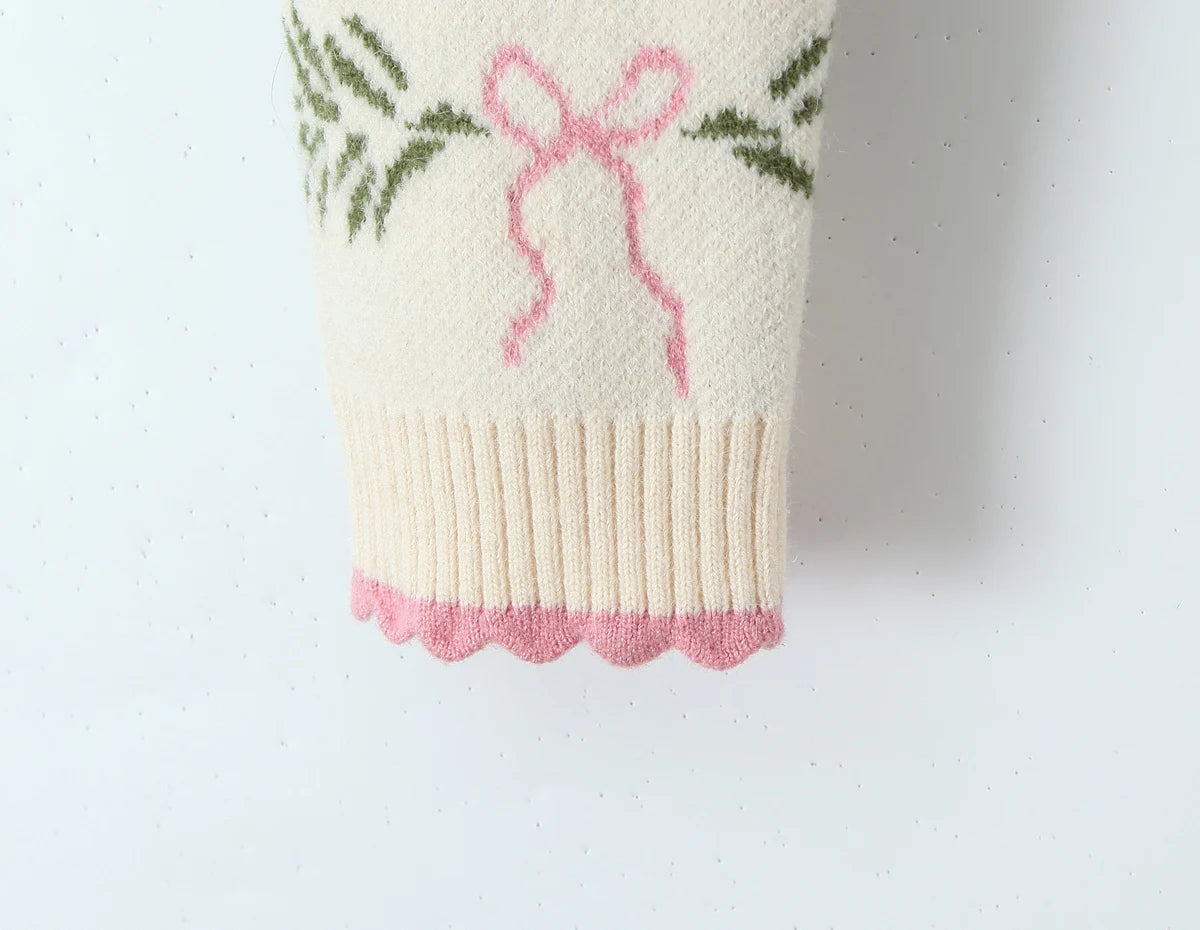 Cárdigan Tejido Raglán Bicolor — Detalle Navideño