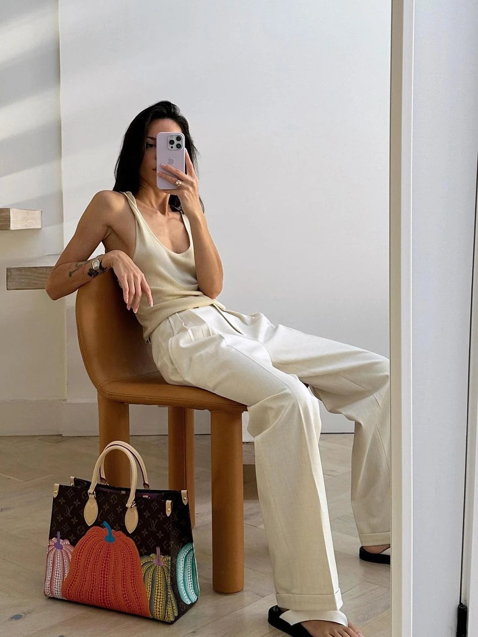 Pantalón Plisado de Algodón — Tiro Alto con Puño