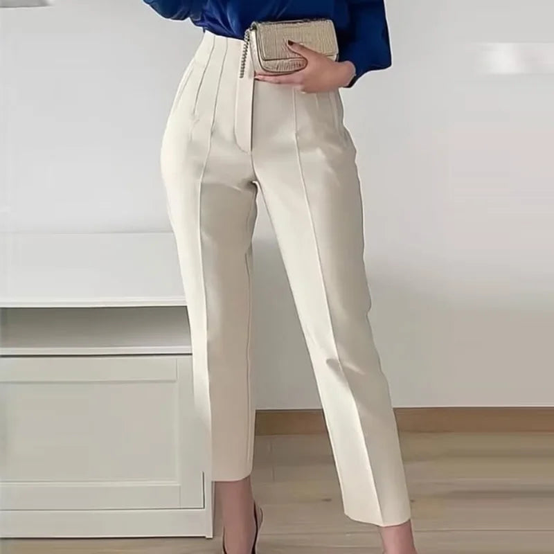 Pantalón Recto de Oficina Tiro Alto — Corte Formal