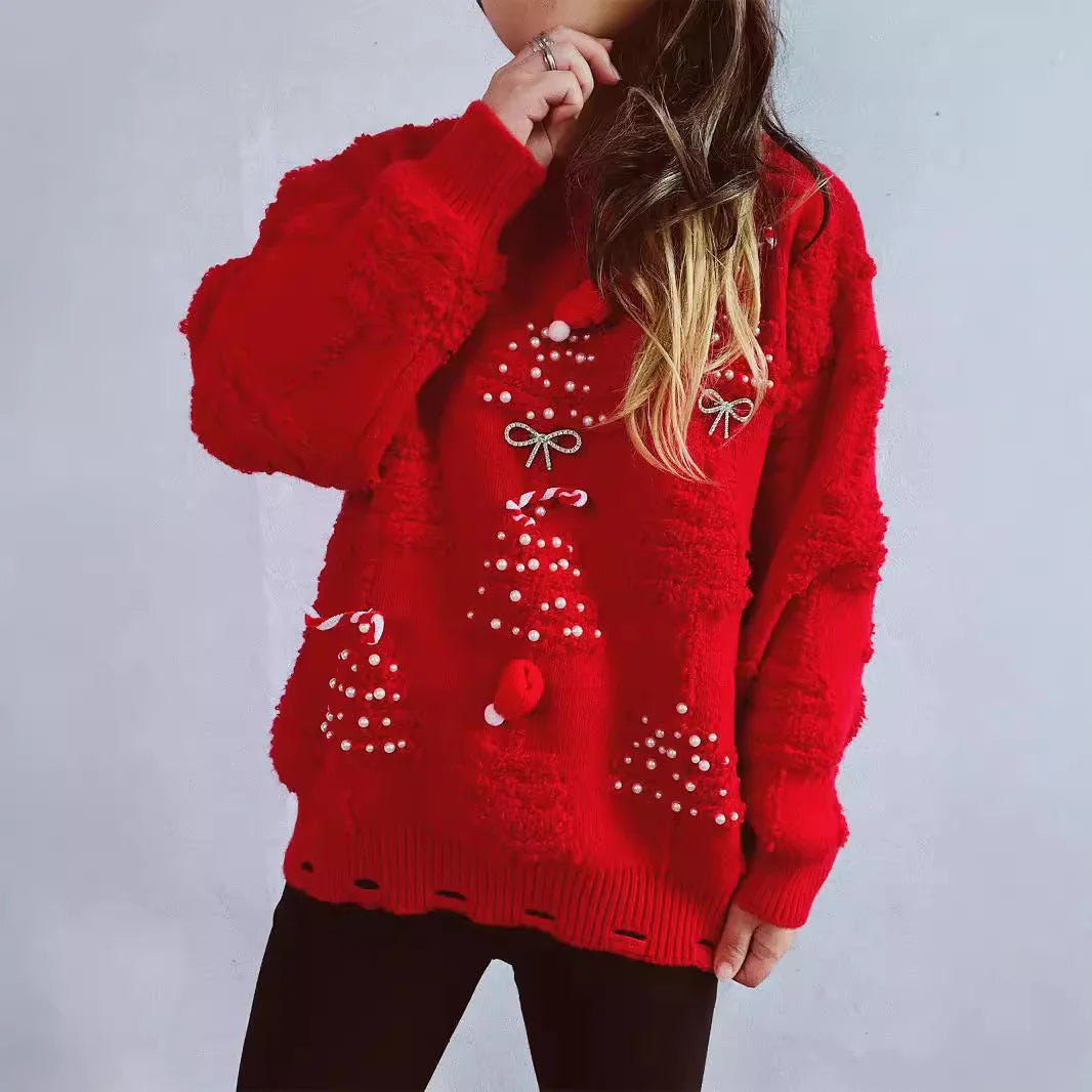 Sweater Navideño Grueso — Cuello Redondo Manga Larga