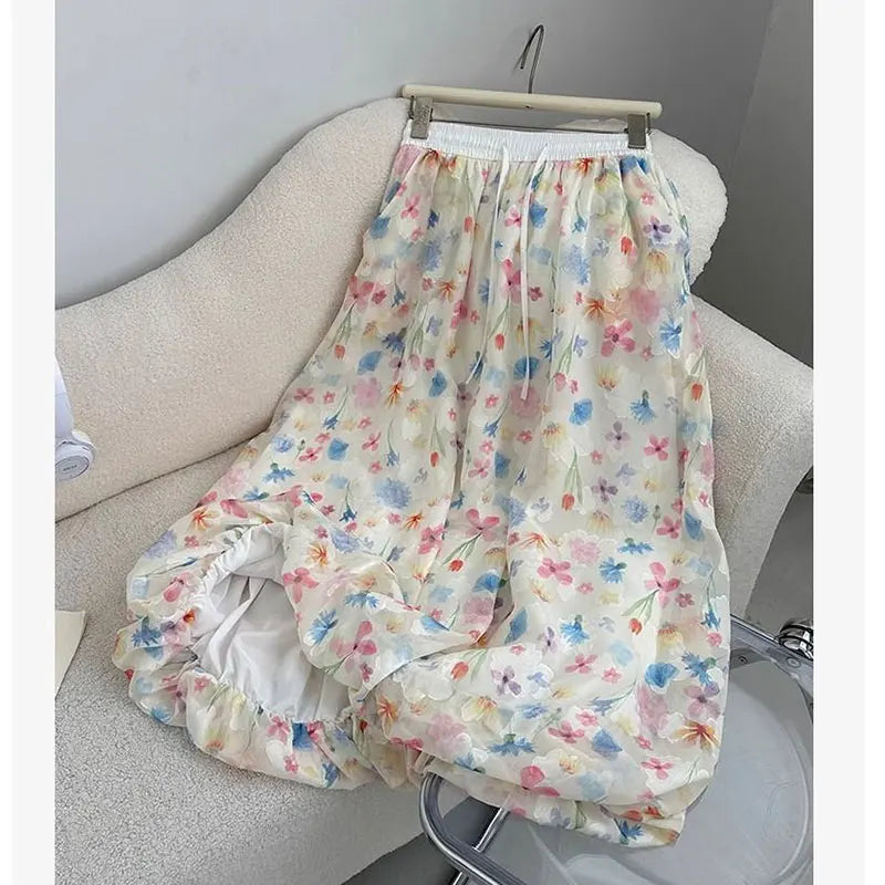 Pantalón Palazzo Floral — Tiro Alto Estilo Boho Francés