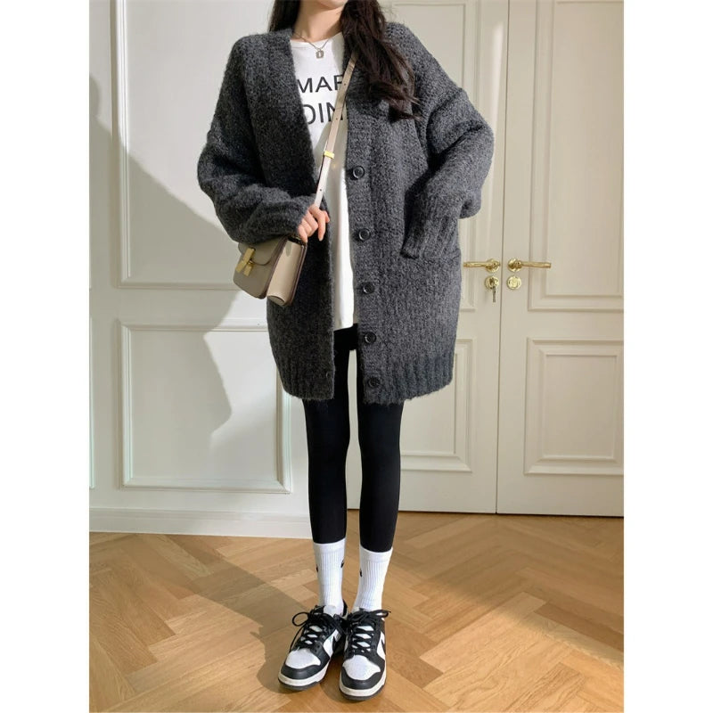 Cárdigan Grueso con Bolsillos — Cuello V Streetwear