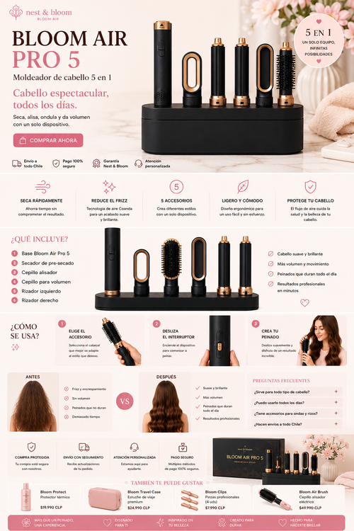 Bloom Air Pro 5 | Moldeador de Cabello 5 en 1